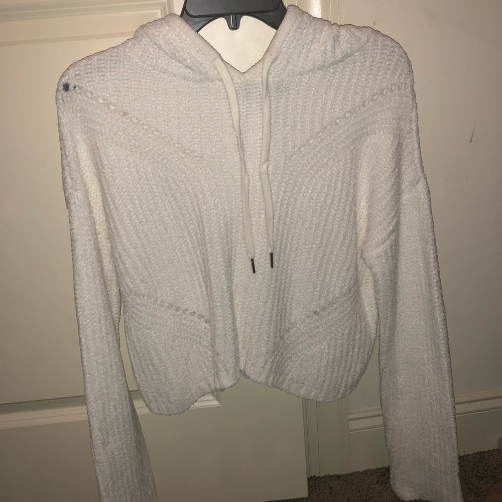 Chenille cropped hoodie